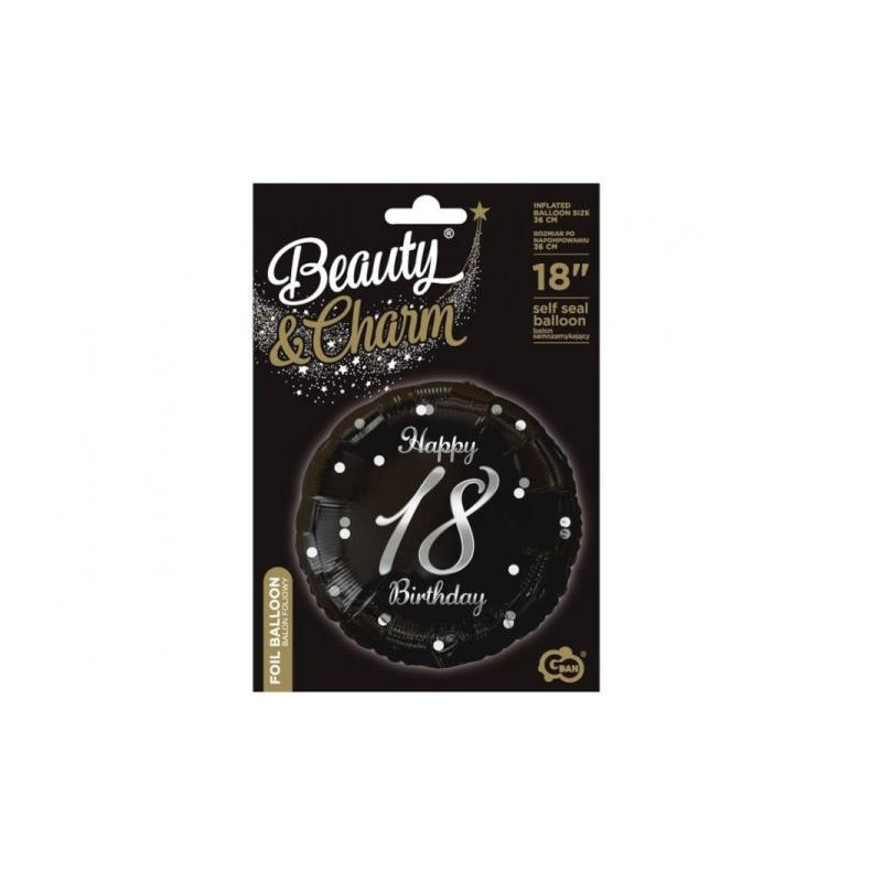 Balon foliowy 18" Happy18Bday cza/sr FG-O18S 54993