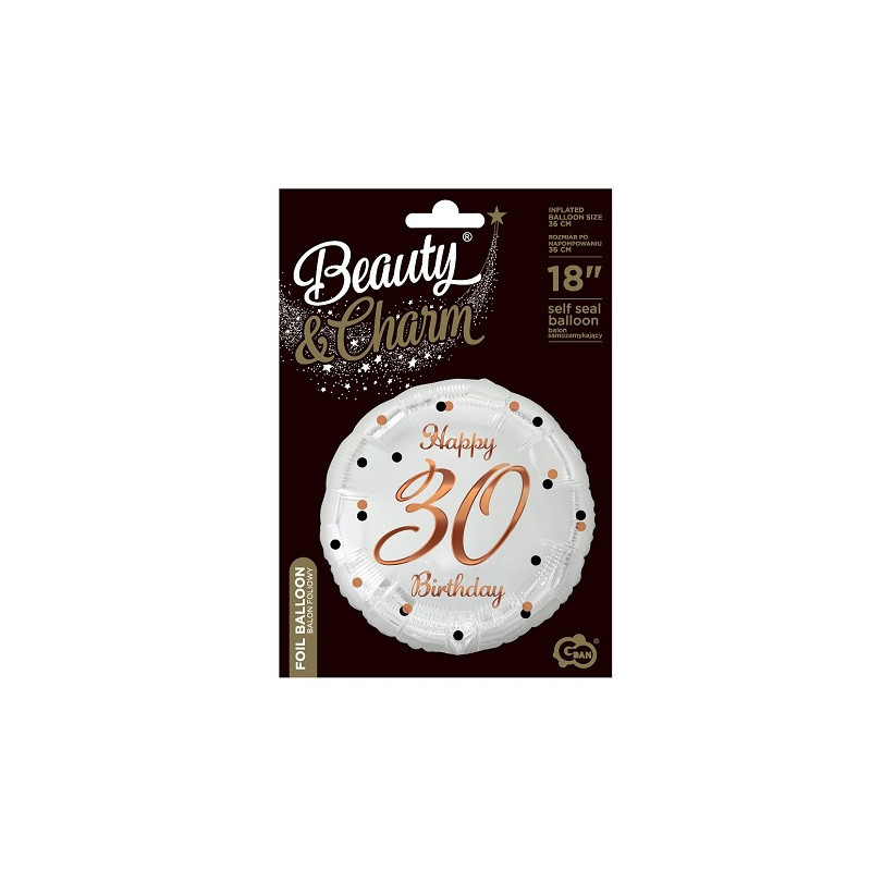 Balon foliowy 18" Happy30Bday róż/zł FG-O30B 55716