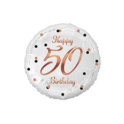Balon foliowy 18" Happy50Bday biały FG-O50B 55754