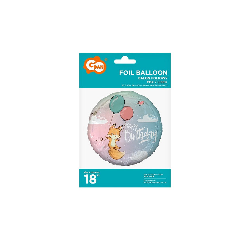Balon foliowy 18" Lisek HappyB-day FG-OBLK 49364