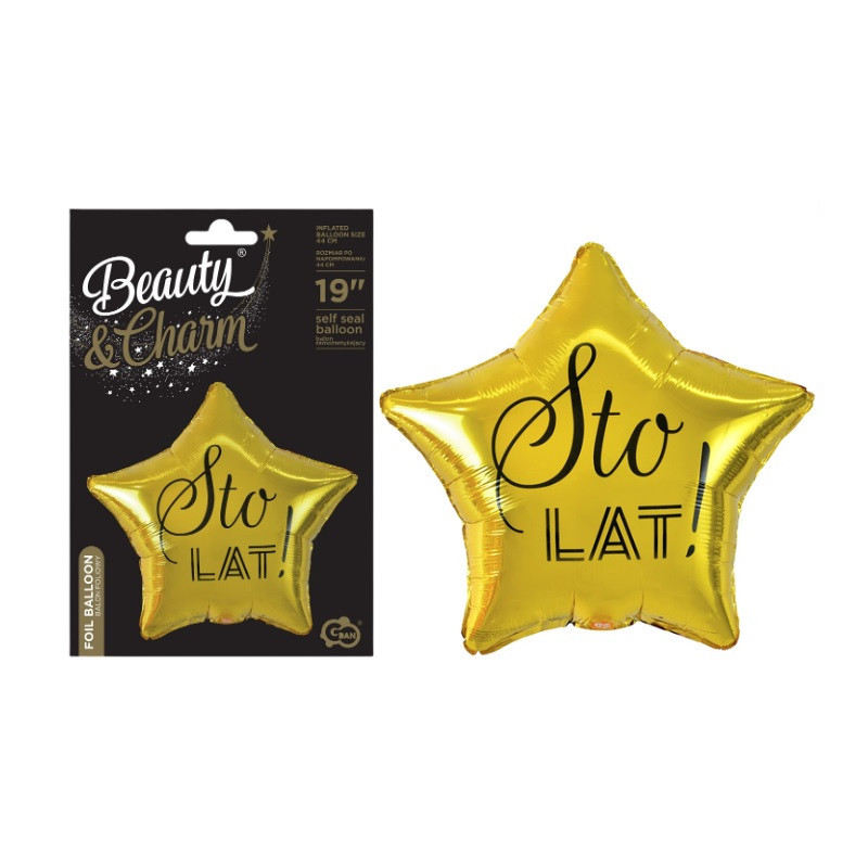 Balon foliowy 19" Sto Lat gwiazda zł.FG-GSLC 70740