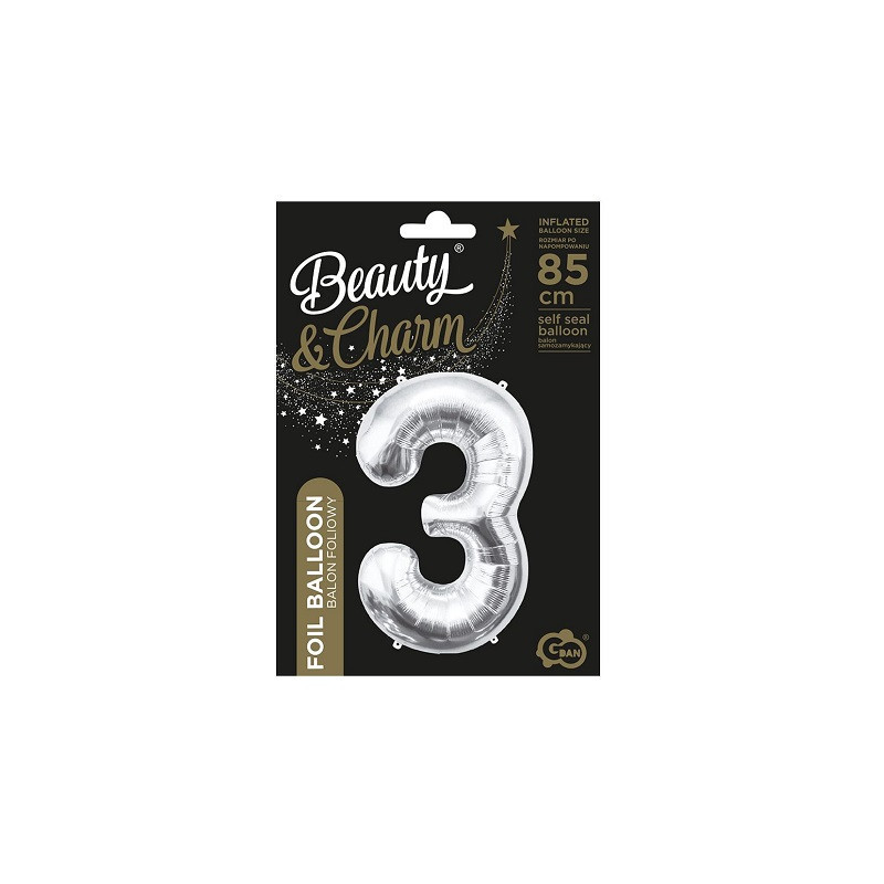 Balon foliowy Cyfra3 srebrna 85cm BC-HSR3 09450
