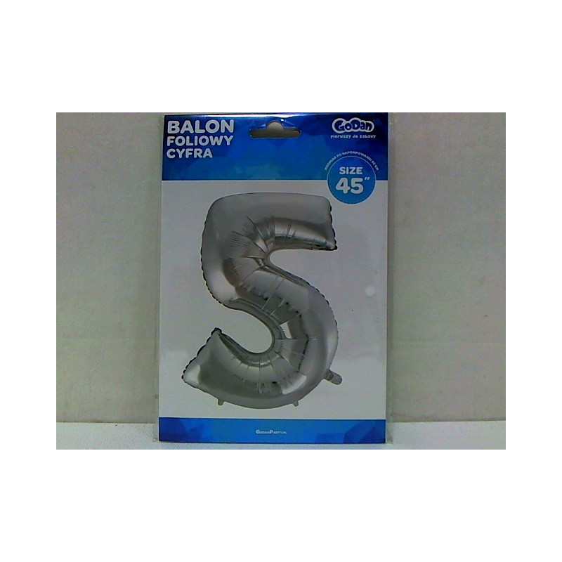 Balon foliowy Cyfra5 srebrna 85cm BC-HSR5 09498