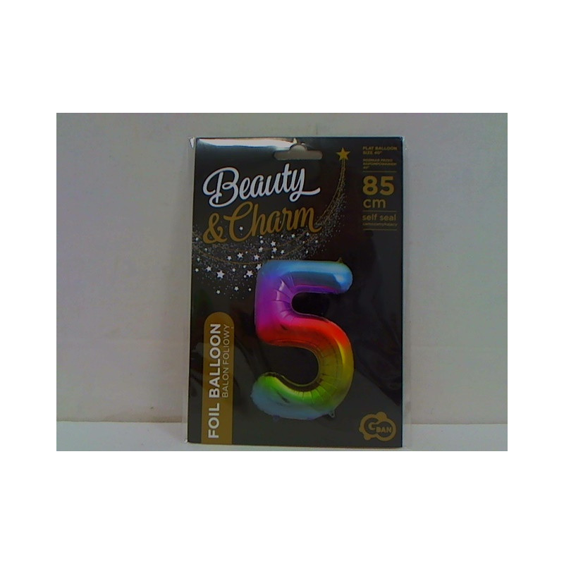 Balon foliowy Cyfra5 tęczowy 85cm HS-C34T5 20356