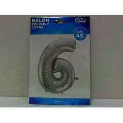 Balon foliowy Cyfra6 srebrna 85cm BC-HSR6 09511