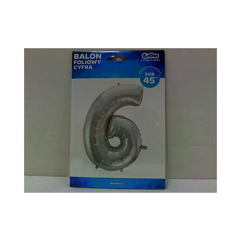 Balon foliowy Cyfra6 srebrna 85cm BC-HSR6 09511