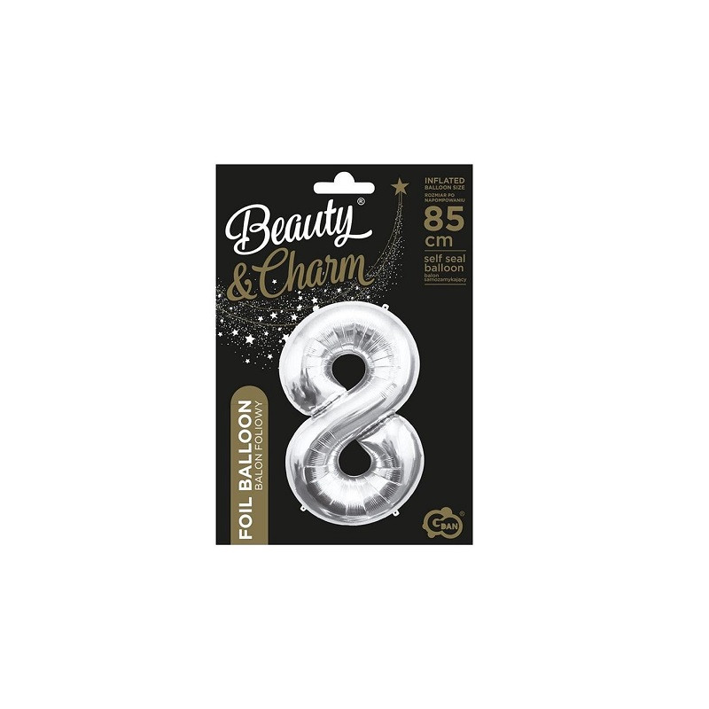 Balon foliowy Cyfra8 srebrna 85cm BC-HSR8 09559