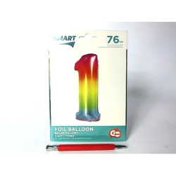 Balon foliowy Smart Cyfra1 tęcza76cm CH-STC1 44567