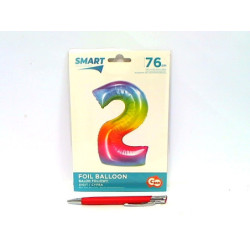 Balon foliowy Smart Cyfra2 tęcza76cm CH-STC2 45403