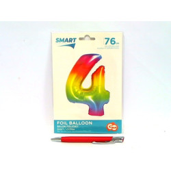 Balon foliowy Smart Cyfra4 tęcza76cm CH-STC4 45366