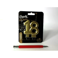 Świeczka B_C Cyfra18 metal złot 8cm PF-SCZ18 39228