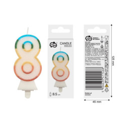 Świeczka cyferka8 tęczowa bio brok.SW-CBB8 11468