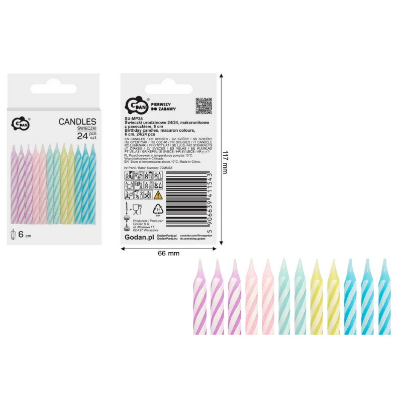 Świeczki urodzinowe 24/24 makaronik.SU-MP24 11543