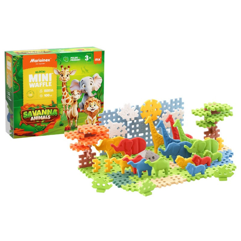  Klocki wafle mini Animals Sawanna 100el 07085