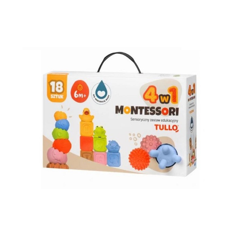 Klocki sens.Montessori piramida piłecz..18el 76136