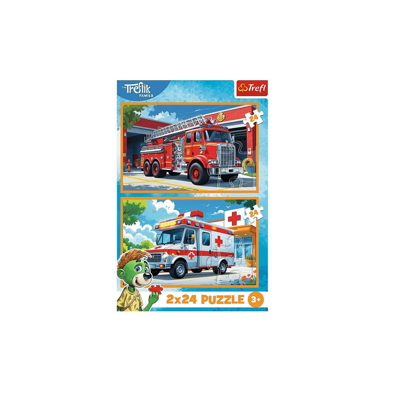 PUZZLE 2x24 Wóz strażacki i karetka 34447