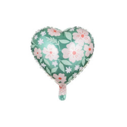 Balon fol.Serce w kwiaty 45cm mix 44088