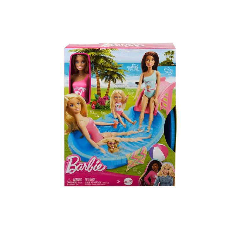  Barbie lalka z basenem+zjeżdżalnia HRJ74