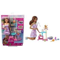 Barbie lalka zabawa z kotkiem HHB70