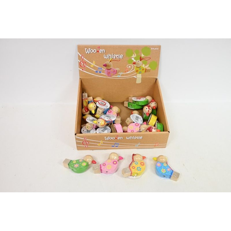  Drewniany gwizdek ptaszek 24szt/disp 127380