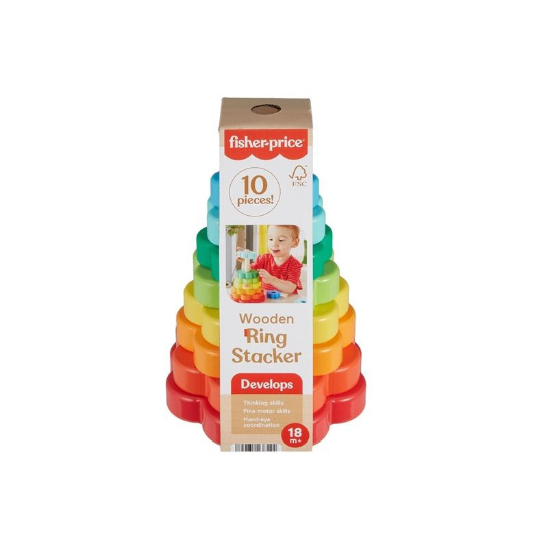 FP drewniana piramidka Kolorowe kwiatki HXT77