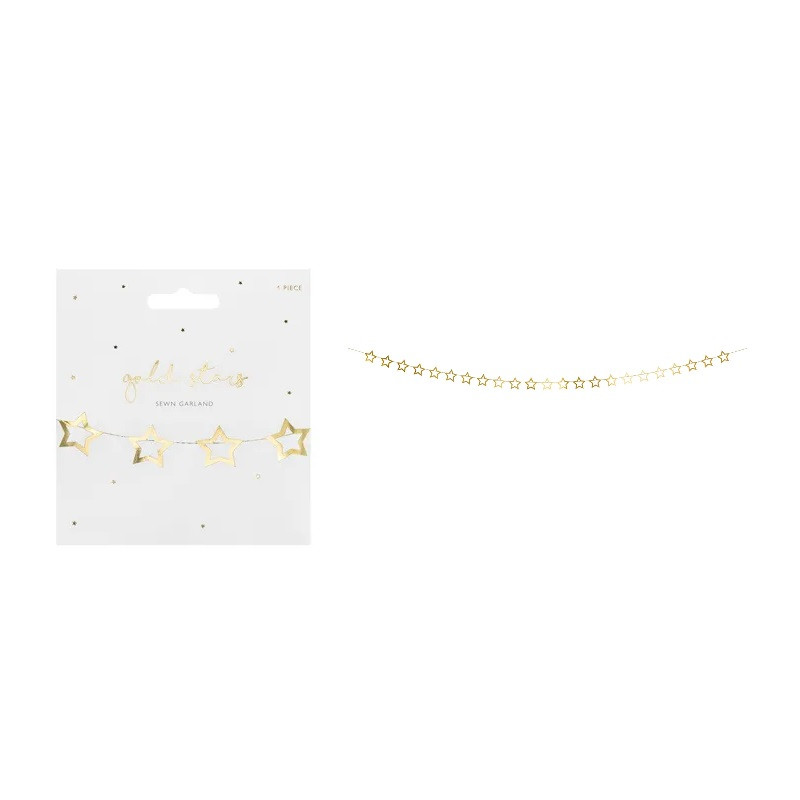  Girlanda papierowa Gwiazdki złoty 3m 84787