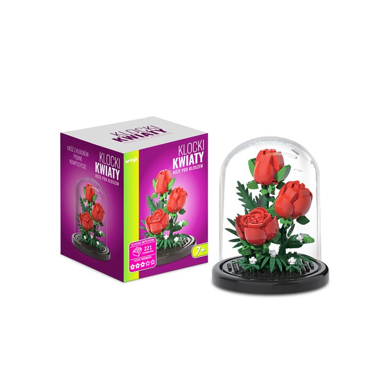  Klocki kwiaty róże p/kloszem 221el 136924