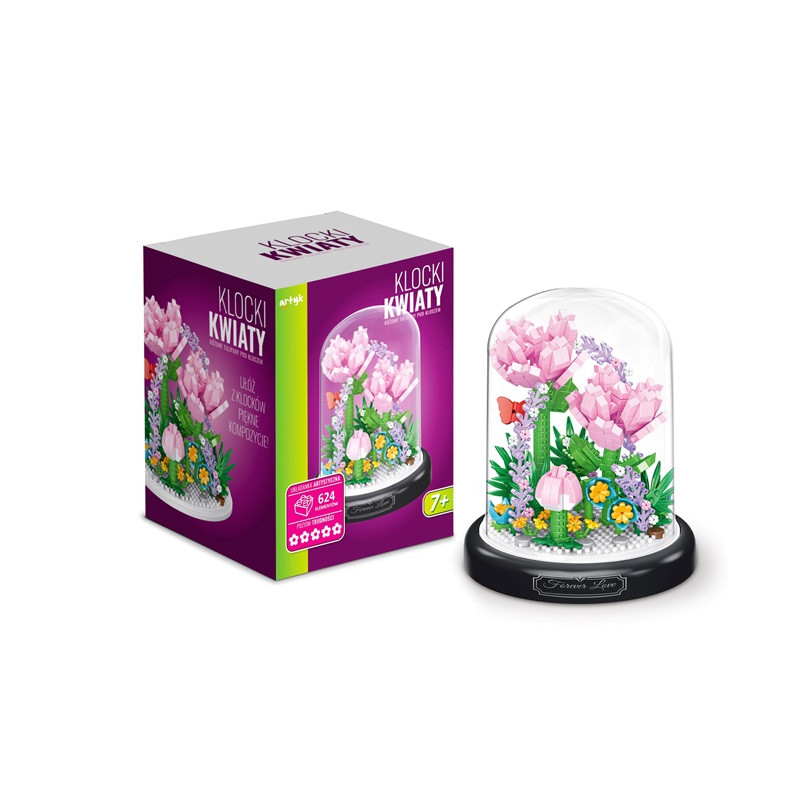  Klocki kwiaty tulipany róż klosz 624el 1369