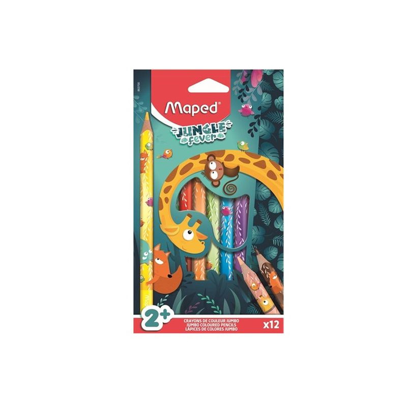 KREDKI OŁ.12K TRÓJK.JUMBO JUNGLE FEVER 2+ MAPED