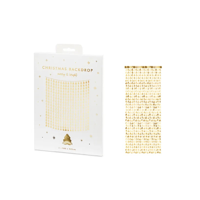  Kurtyna - Choinki złoty 100x245cm 74641