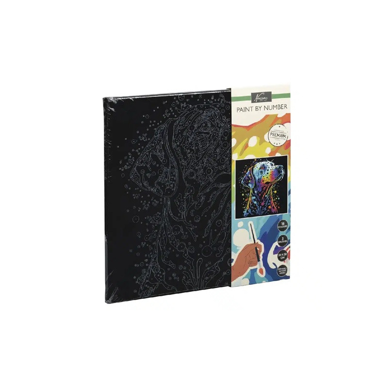  Malow.p/num.n/czar.płótnie pies/lew 41688