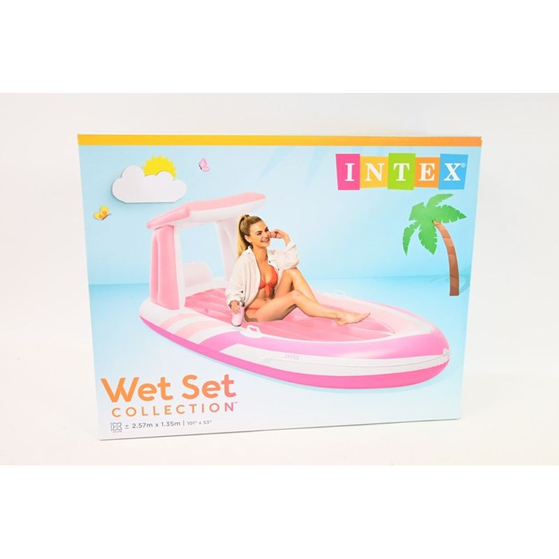 Materac do pływania z daszkiem róż 57804EU 28802