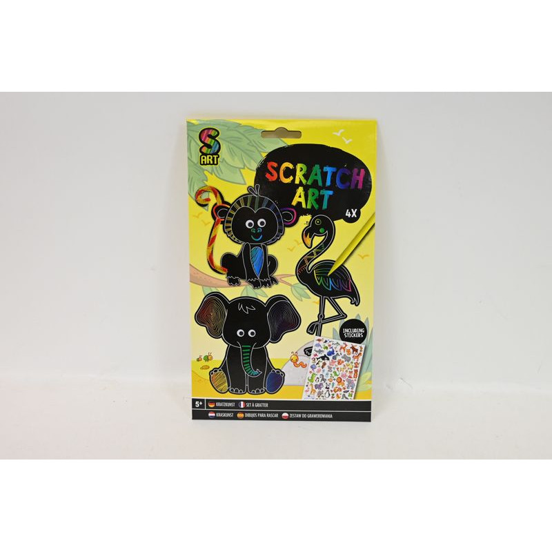  Zdrapywanka z naklejkami słonik/małpka 95059