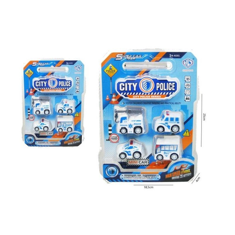 Autka policyjne 5cm 4szt H13776 49305