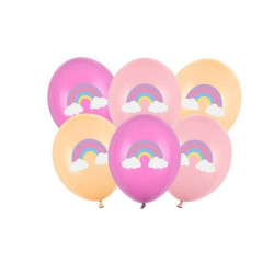 BALONY TĘCZA 30CM 6SZT.PARTY DECO