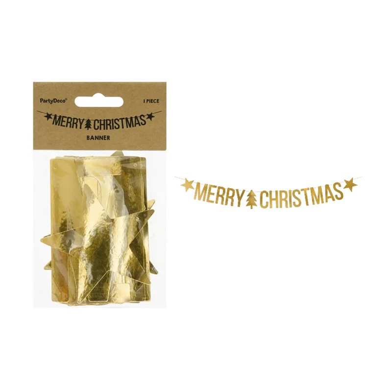 Baner Merry Christmas złoty 10,5x150cm 85298