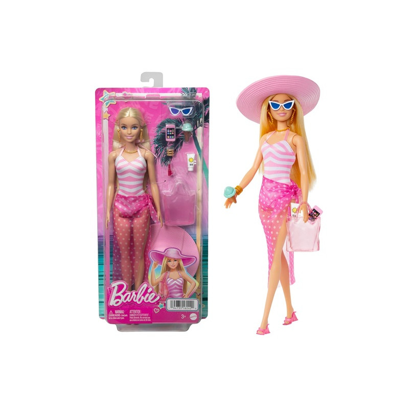 Barbie Dzień na plaży lalka + akcesoria HPL73
