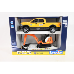 BRUDER Dodge RAM 2500 serwis+przycz+koparka 02546