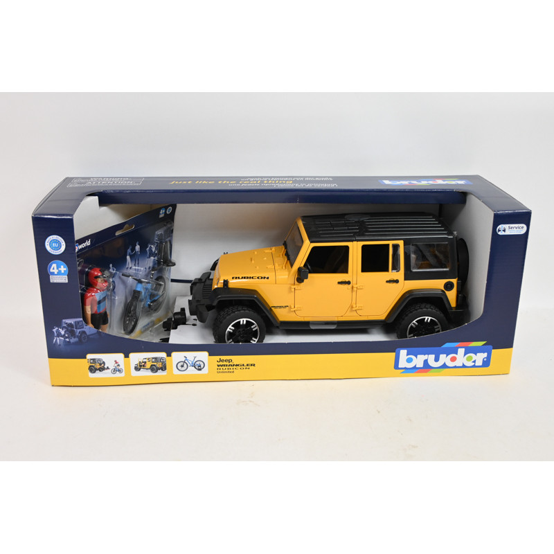 BRUDER Jeep Wrangler Rubico+rower górski+fig 02543