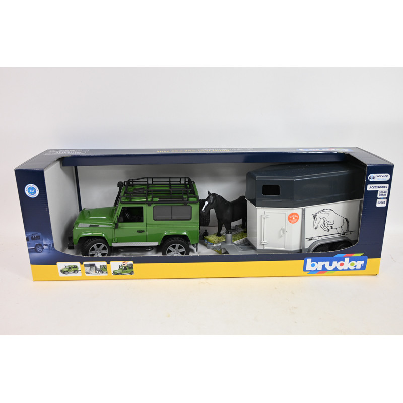 BRUDER Land Rover+przyczepa dla konia+fig 02592