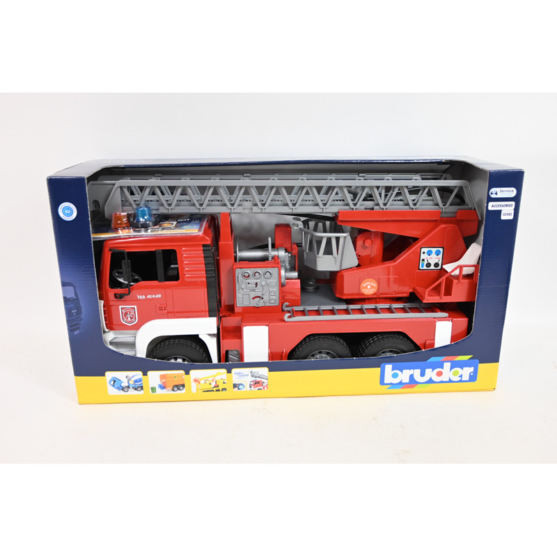 BRUDER MAN pożarniczy+drab+pompa+sygnaliz 02771