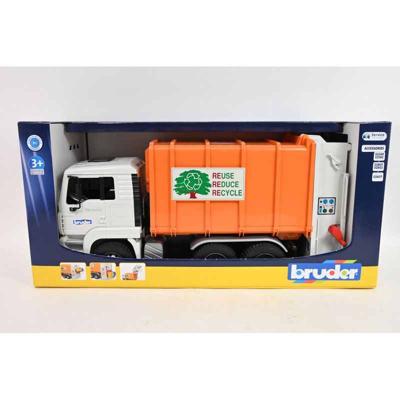 BRUDER MAN TGA śmieciarka z tylnym załadunk 02772