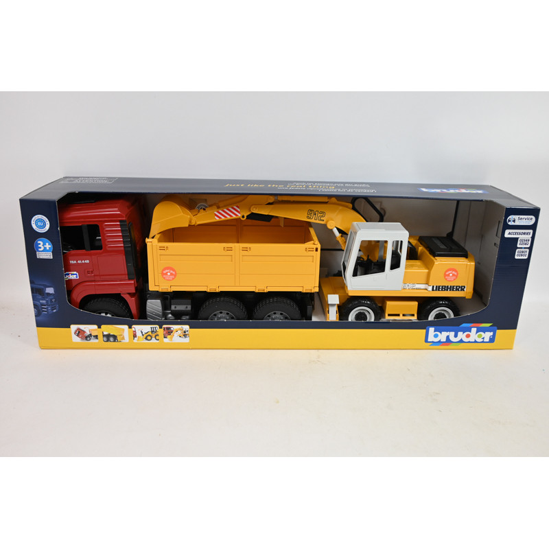 BRUDER MAN TGA wywrotka z koparką 02751