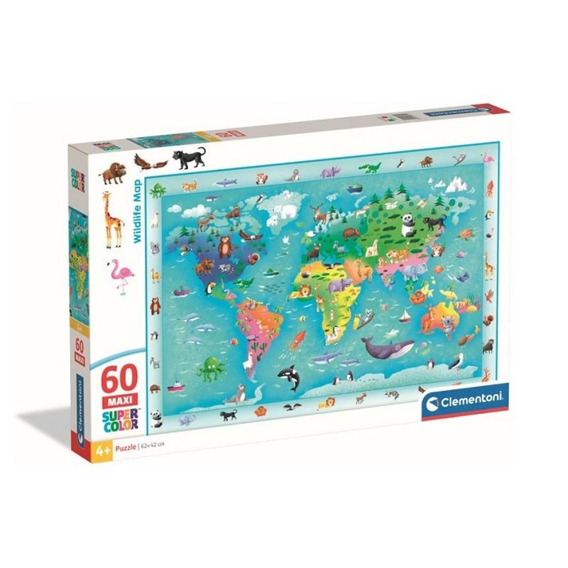 CLE puzzle 60 maxi SuperKolor Wildlife Map 26072