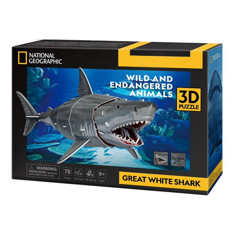 Cubic Fun puzzle 3D Zagroż.zwierz.Żarł.biały 10984