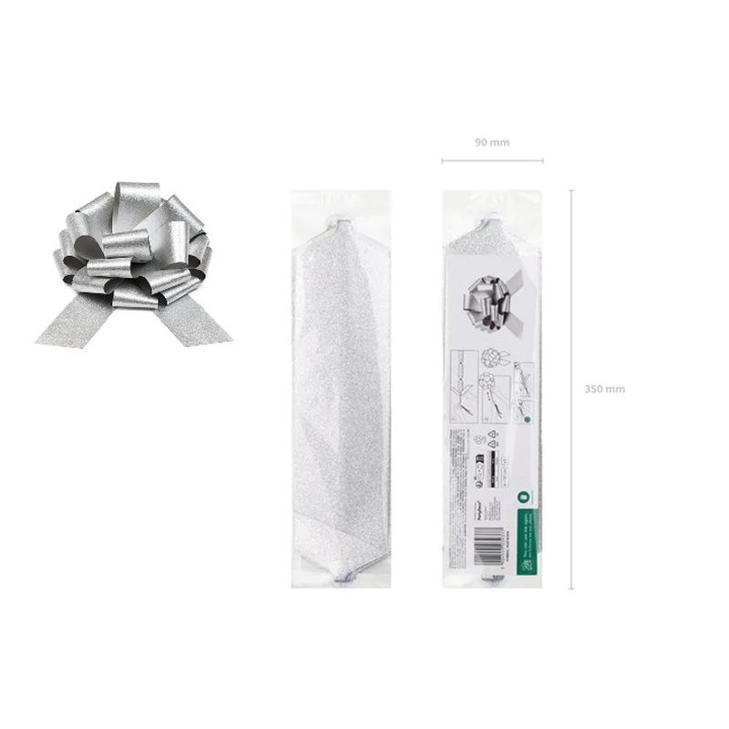 Kokarda dekoracyjna DIY srebrny 30cm 39377