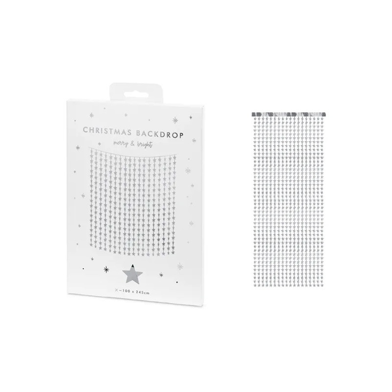 Kurtyna-Gwiazdki srebrny 100x245cm 07024