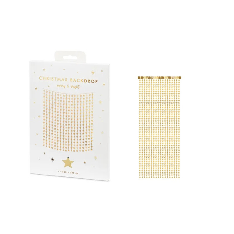 Kurtyna-Gwiazdki złoty 100x245cm  07048