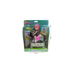 Lalka 14cm na koniu + akces. HLJ07 46182