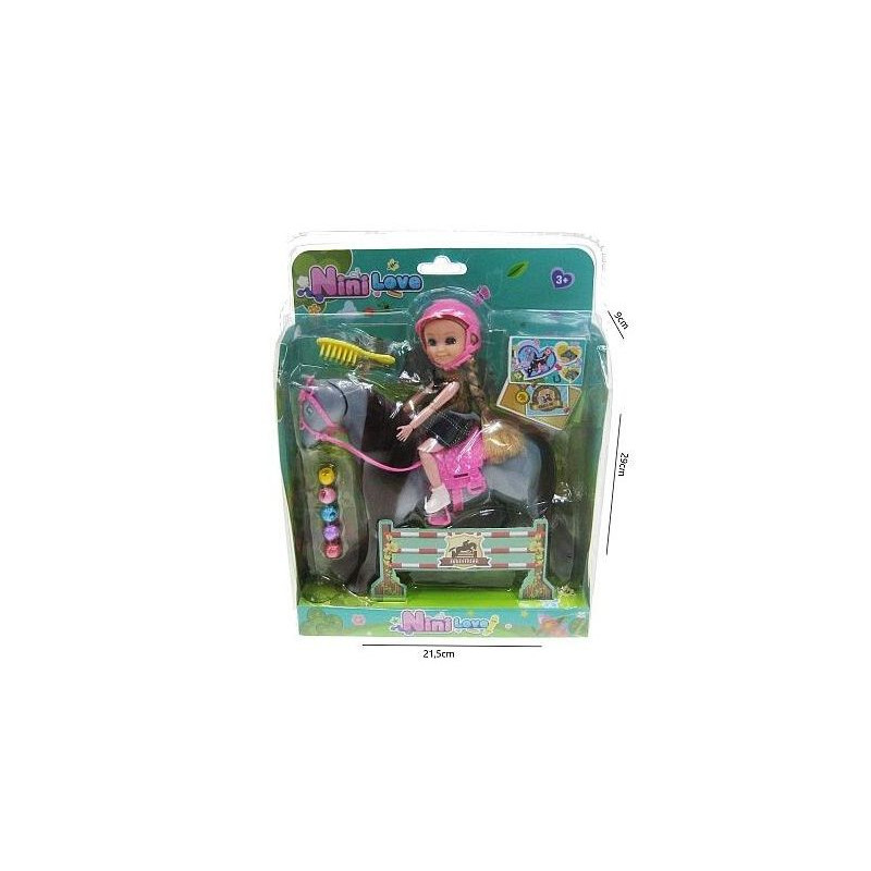 Lalka 14cm na koniu + akces. HLJ07 46182
